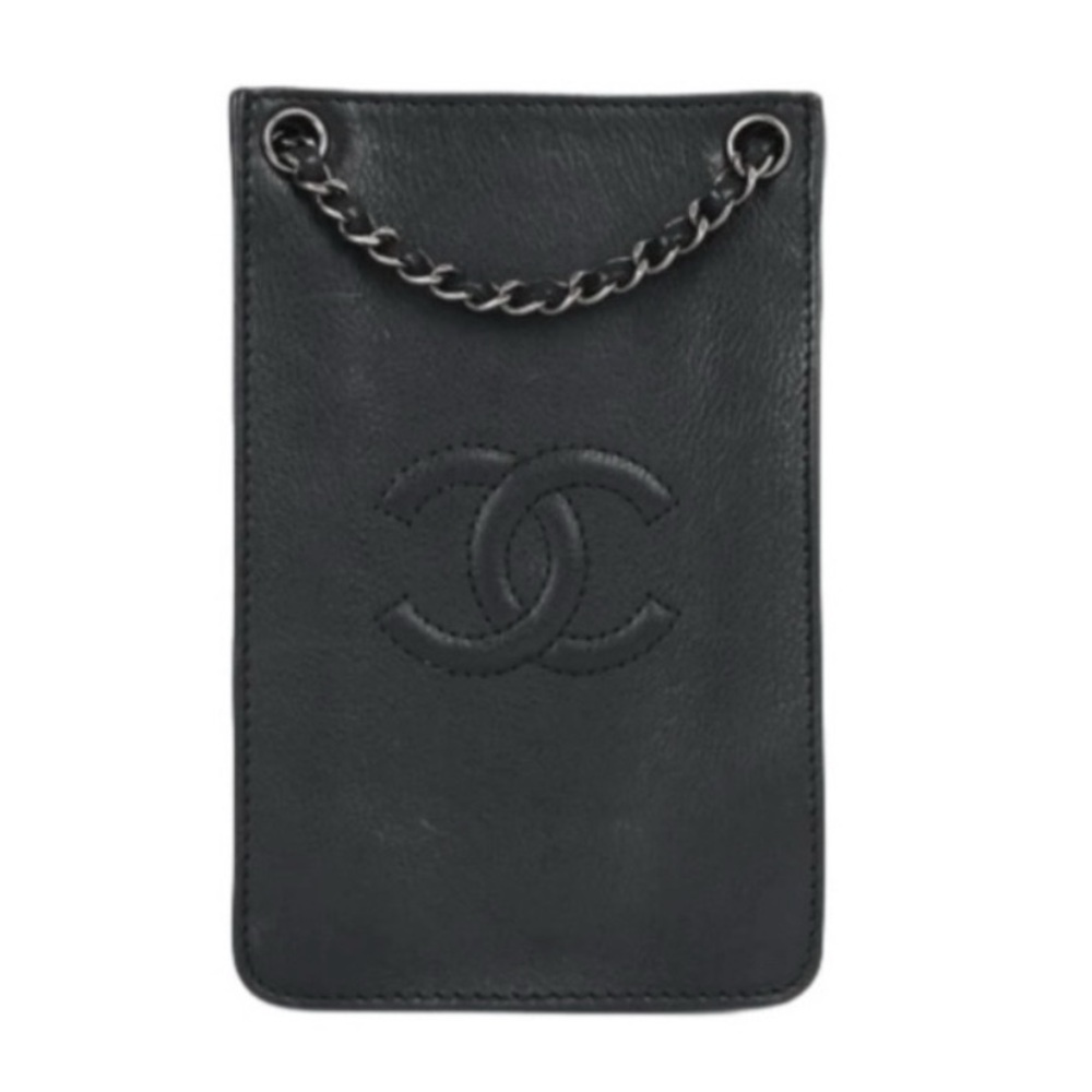 Chanel Black Leather Phone Holder/Pouch